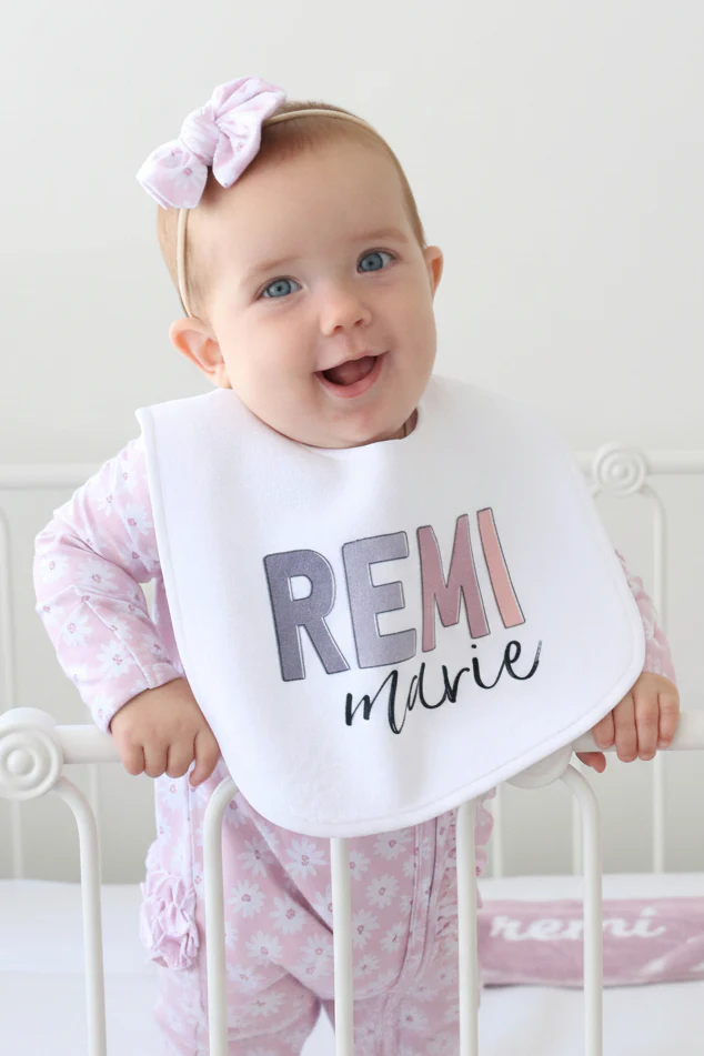 Personalized Color Block Baby Name Bib | Dusty Hues