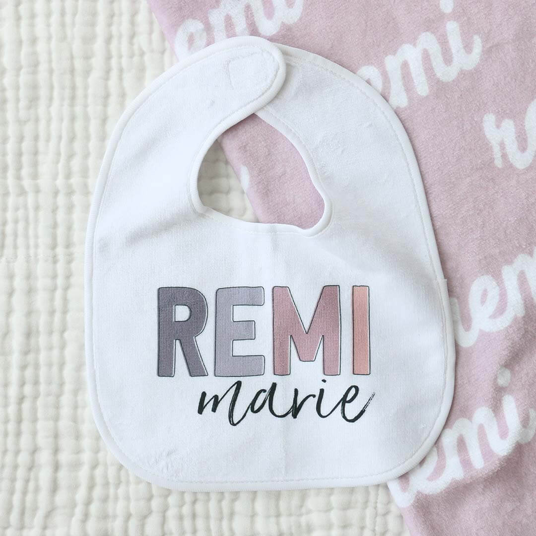 Personalized Color Block Baby Name Bib | Dusty Hues - Image 2