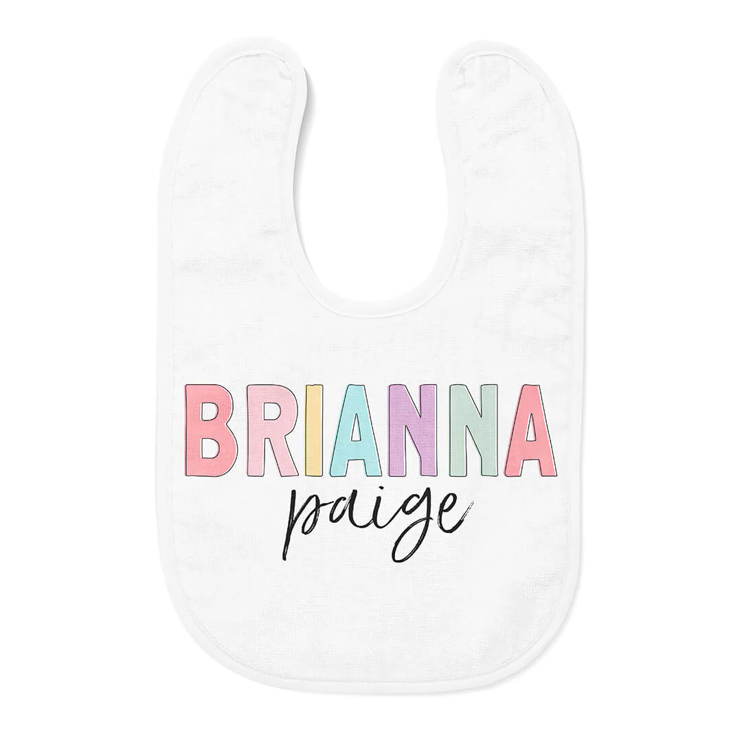 Personalized Color Block Baby Name Bib | Unicorn - Image 2