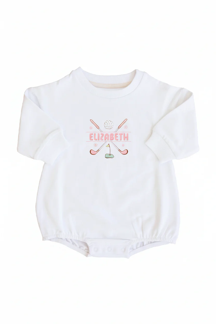 Personalized Country Club Cuties Graphic Sweatshirt Bubble Romper | White - Image 2