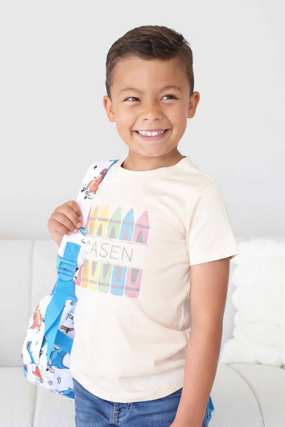 Personalized Crayons Kids Graphic Tee | Natural - Image 3
