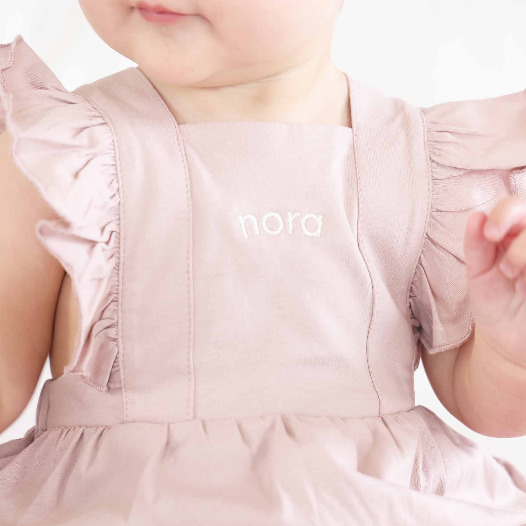 Embroidered Cross Back Ruffle Bubble Romper - Image 15