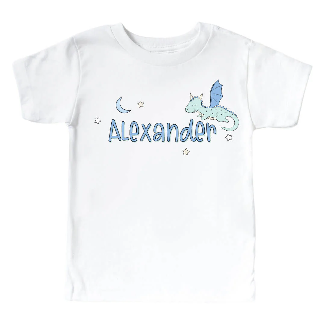 Personalized Dragon Adventure Blue Graphic Bodysuit & Kids Tee | White - Image 3