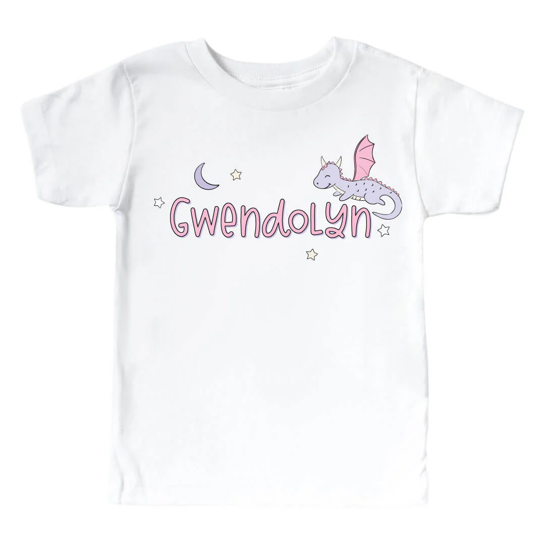 Personalized Dragon Adventure Pink Graphic Bodysuit & Kids Tee | White - Image 3