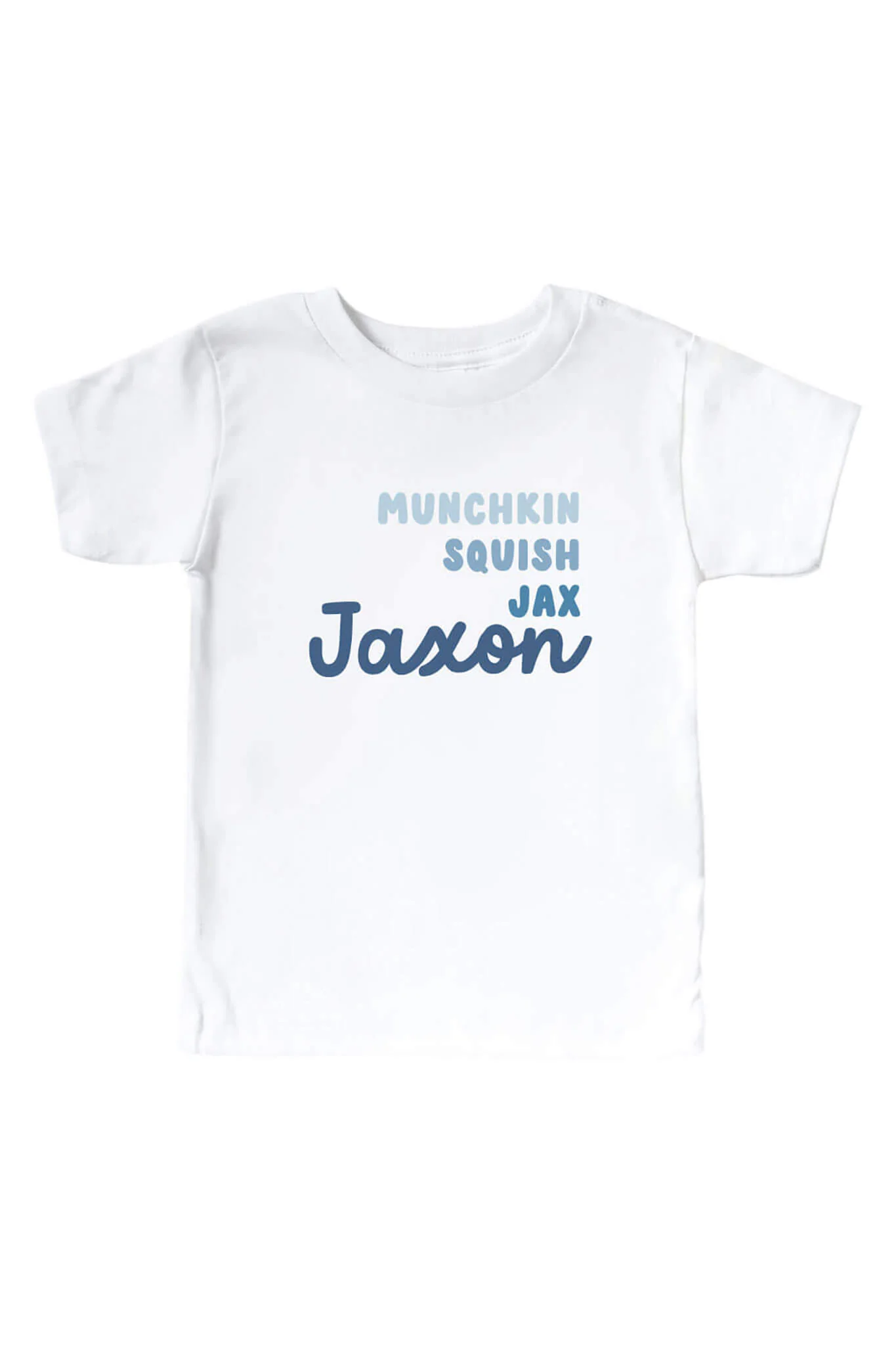 Personalized Dusty Blue Nickname Kids Graphic Tee | White