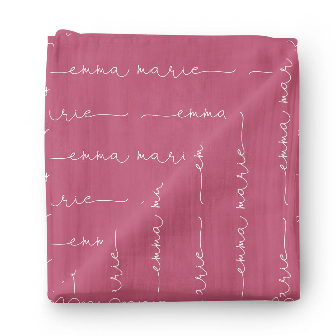 Personalized Dusty Rose Baby Name Swaddle Blanket - Image 4