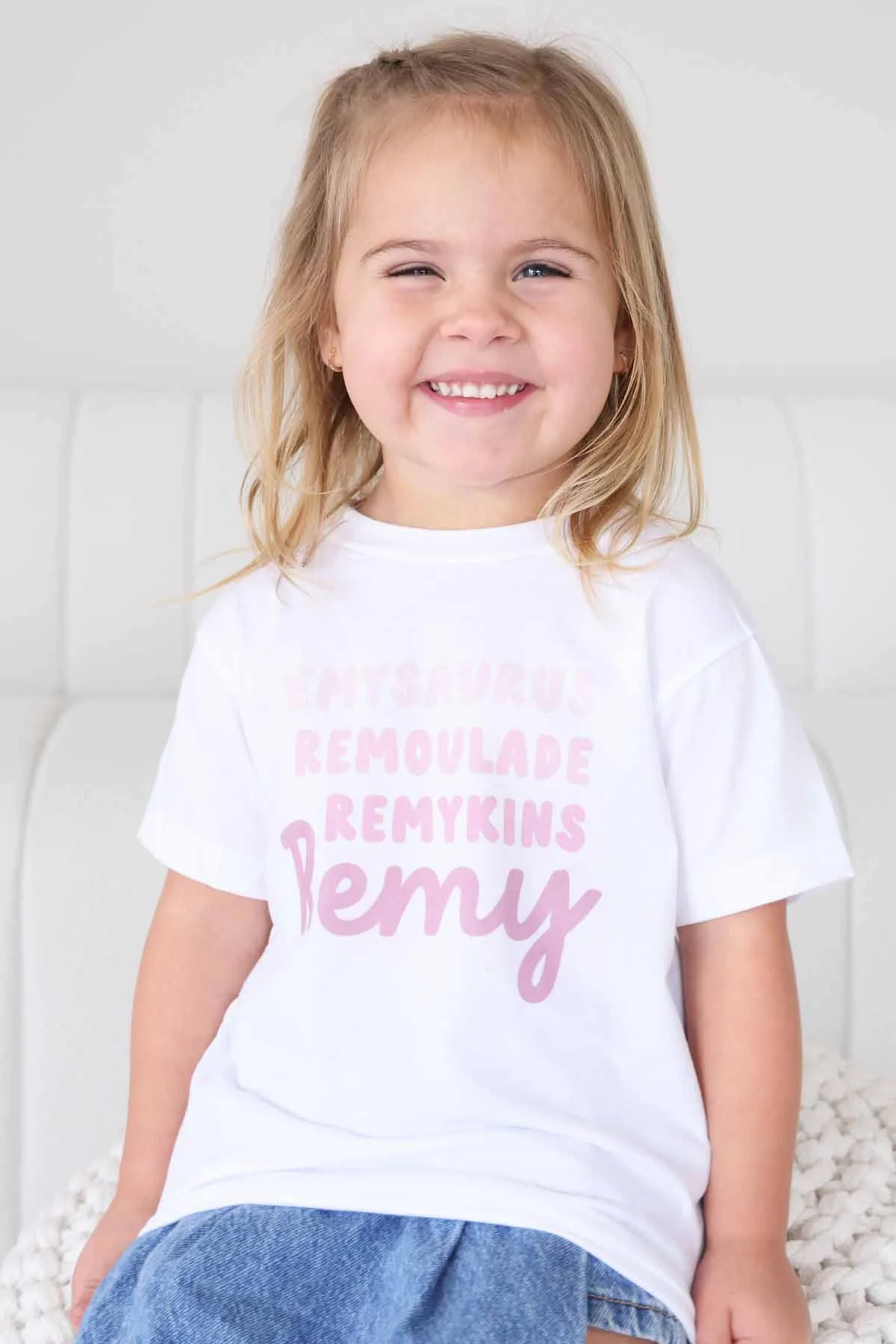 Personalized Dusty Rose Nickname Kids Graphic Tee | White - Image 2