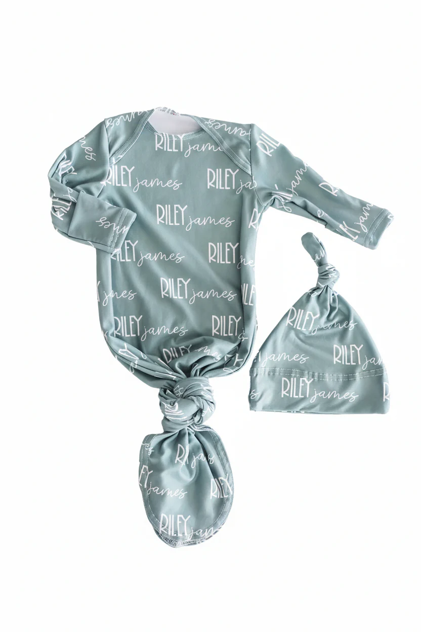 Personalized Font Duo Newborn Baby Knot Gown | Best Selling Neutrals - Image 10