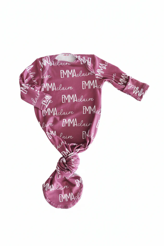 Personalized Font Duo Newborn Baby Knot Gown | Best Selling Pinks - Image 12