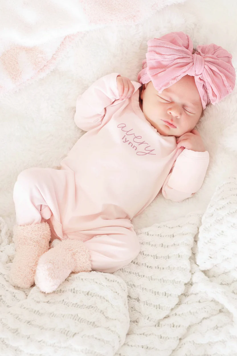 Personalized Full Length Snap Romper | Blush - Image 5
