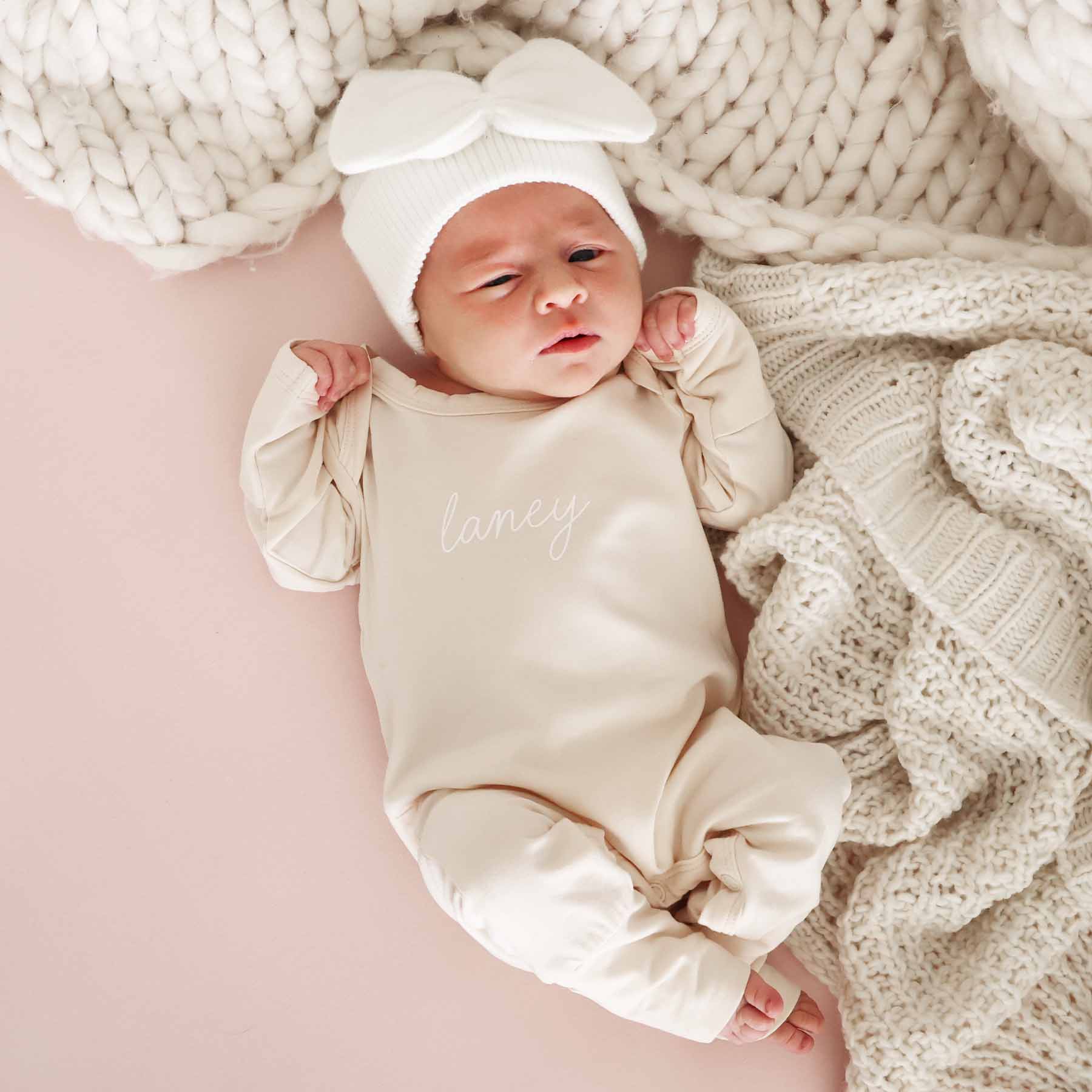 Personalized Full Length Snap Romper | Soft Cream - Image 3