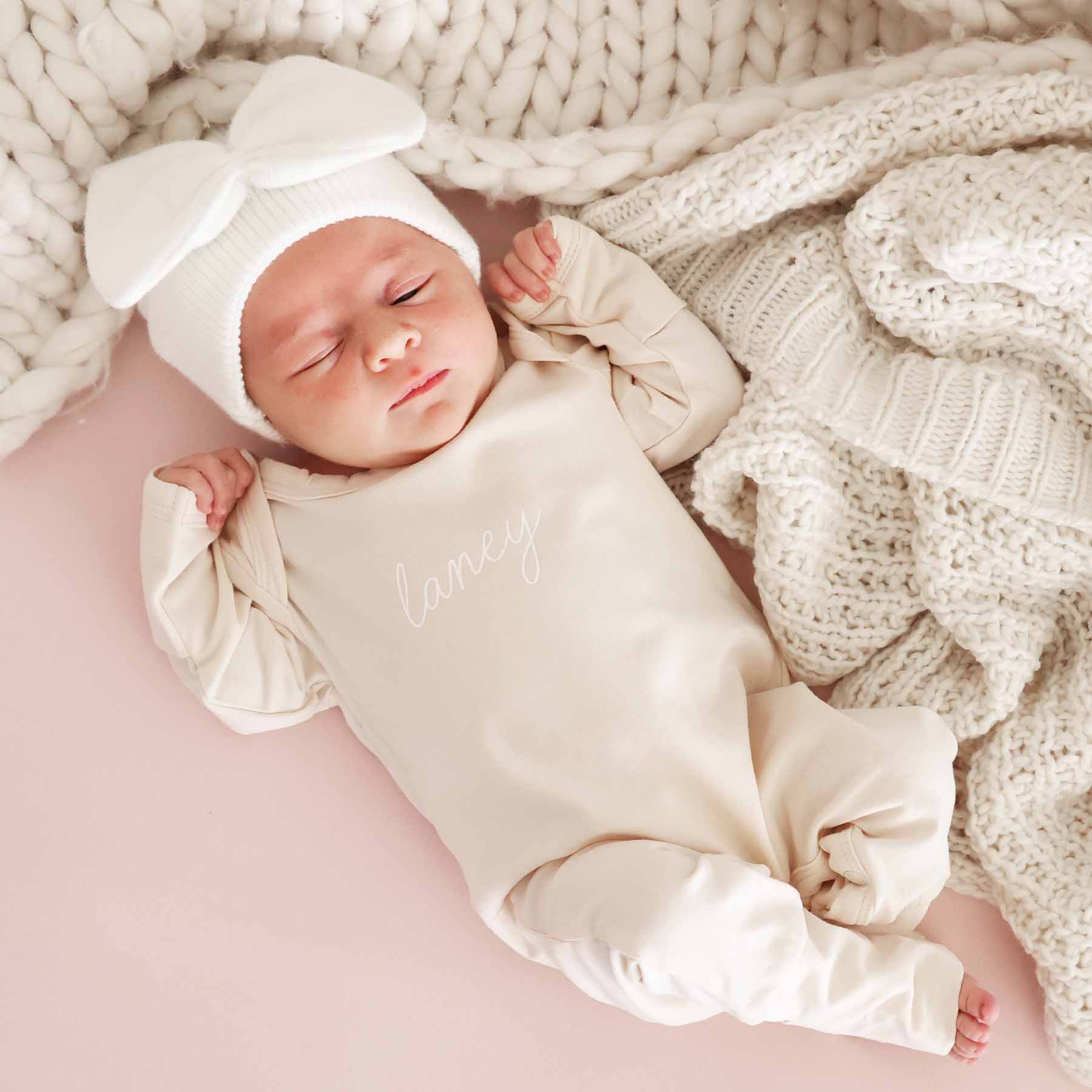 Personalized Full Length Snap Romper | Soft Cream - Image 5