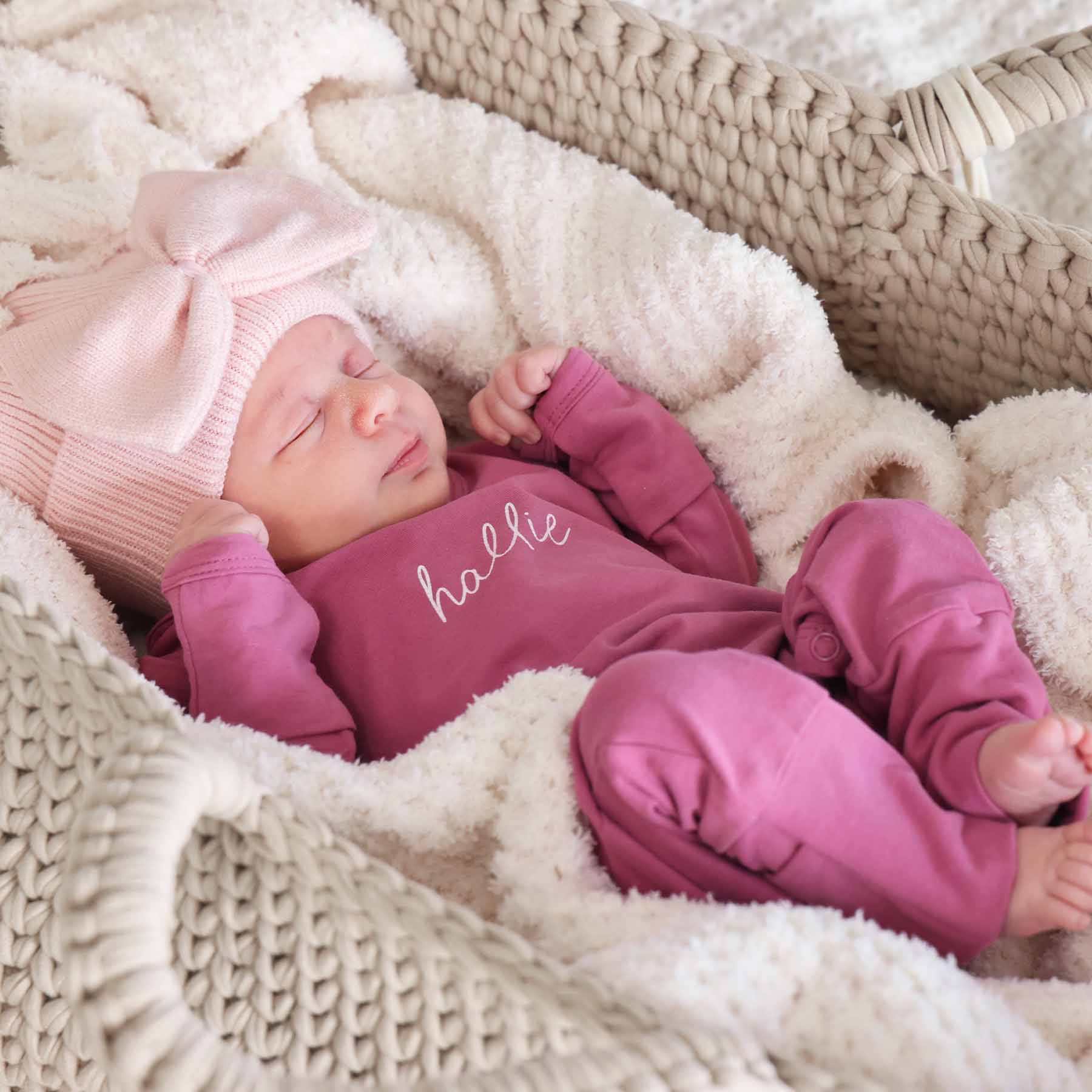 Personalized Full Length Snap Romper | Dark Rose - Image 3