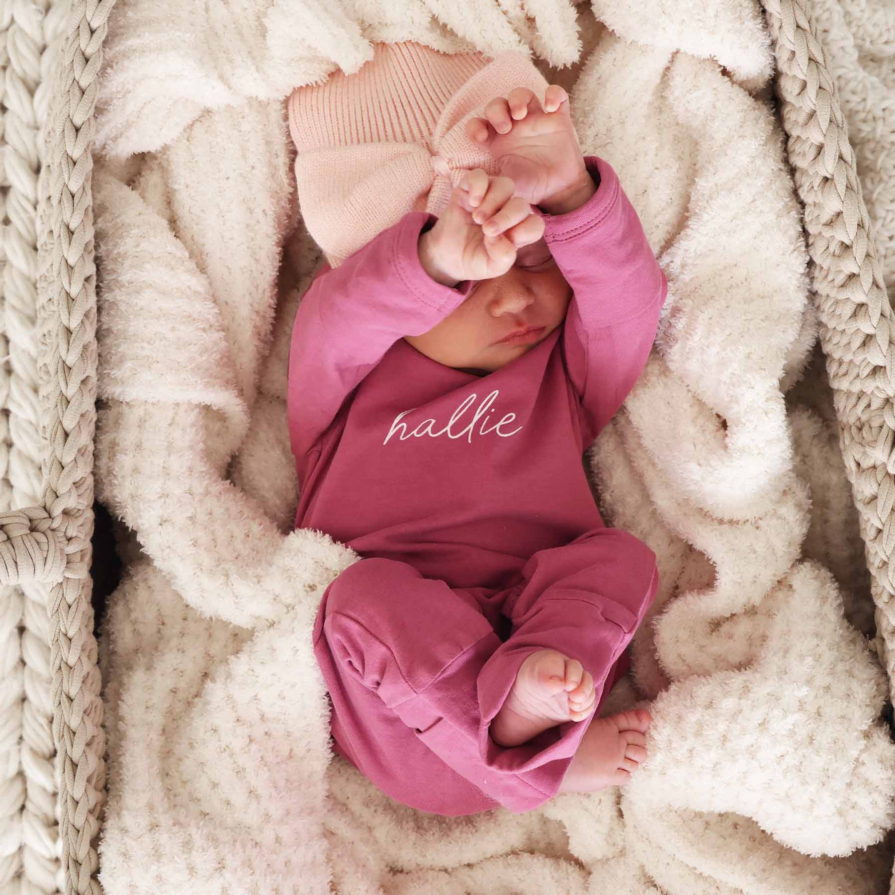 Personalized Full Length Snap Romper | Dark Rose - Image 5