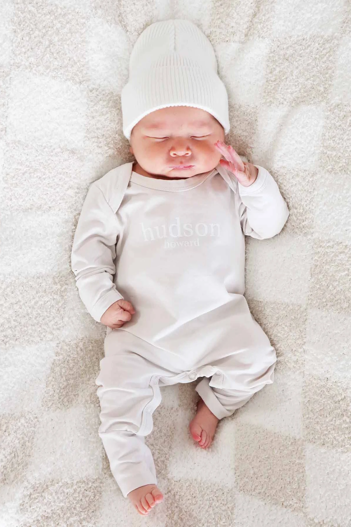 Personalized Full Length Snap Romper | Light Sand - Image 4
