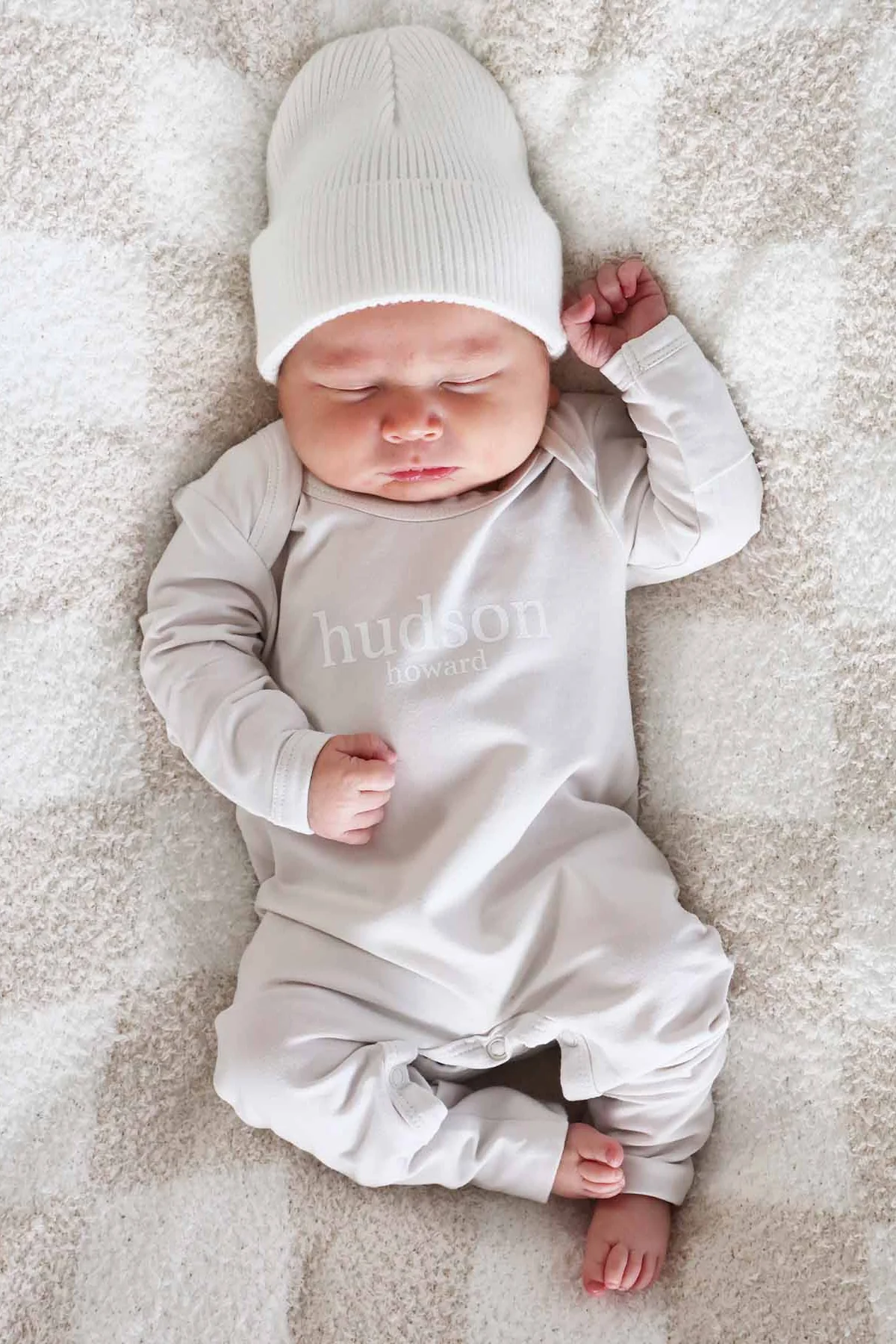 Personalized Full Length Snap Romper | Light Sand - Image 7