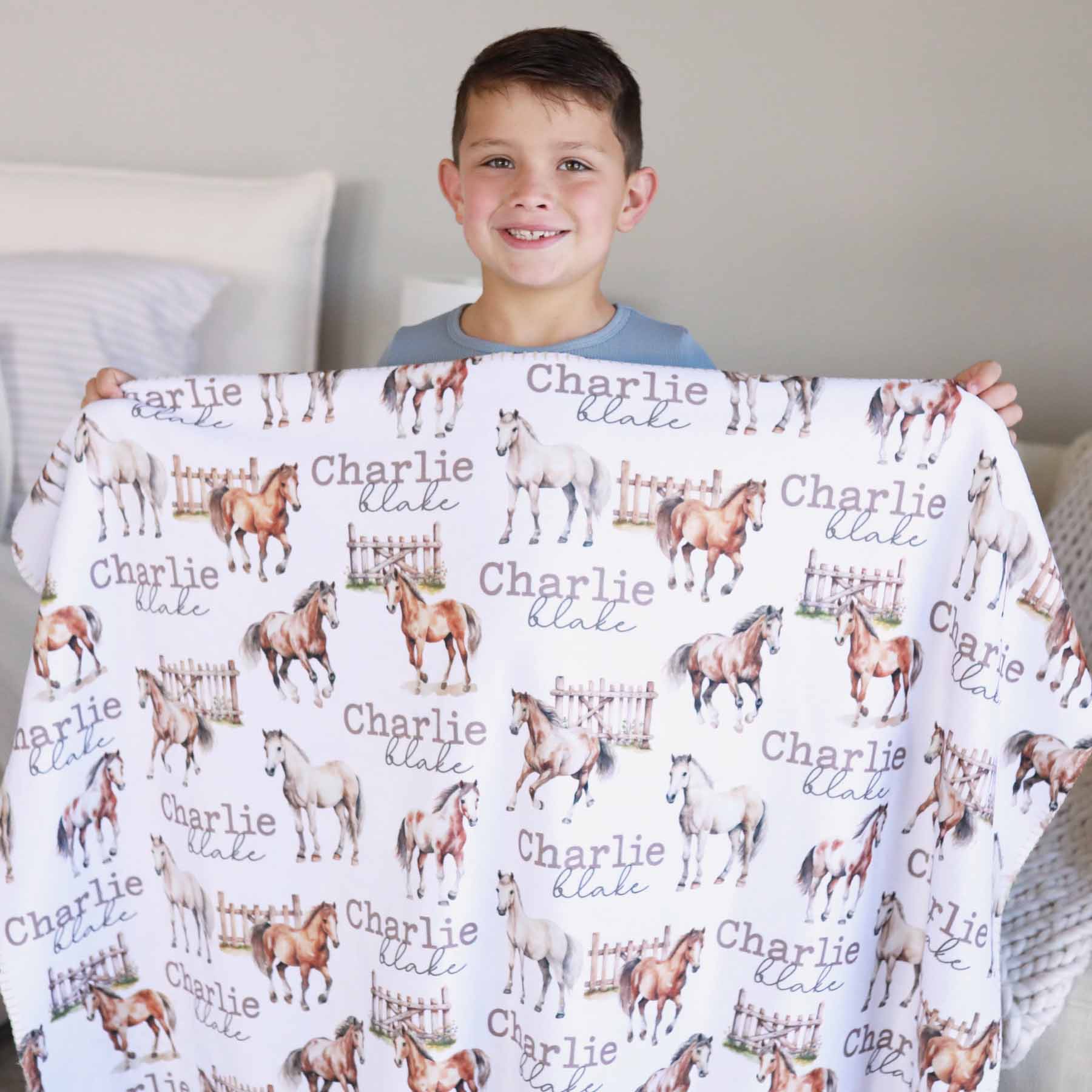 Personalized Sherpa Kids Blanket | Horseback Riding - Image 4