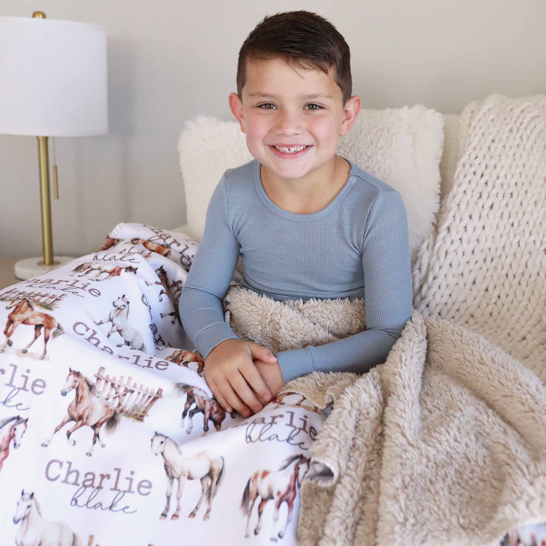 Personalized Sherpa Kids Blanket | Horseback Riding - Image 5