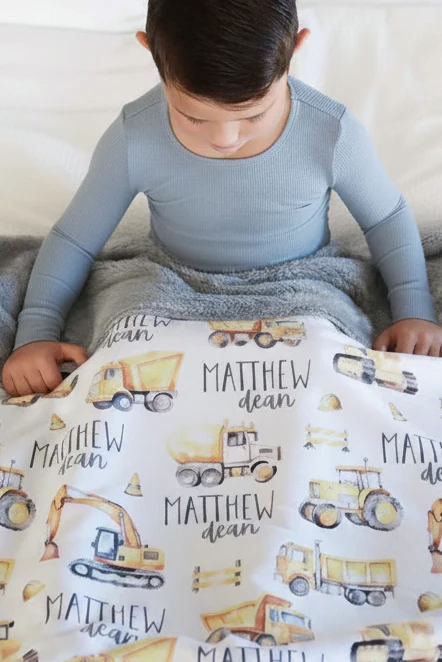 Personalized Sherpa Kids Blanket | Road Work