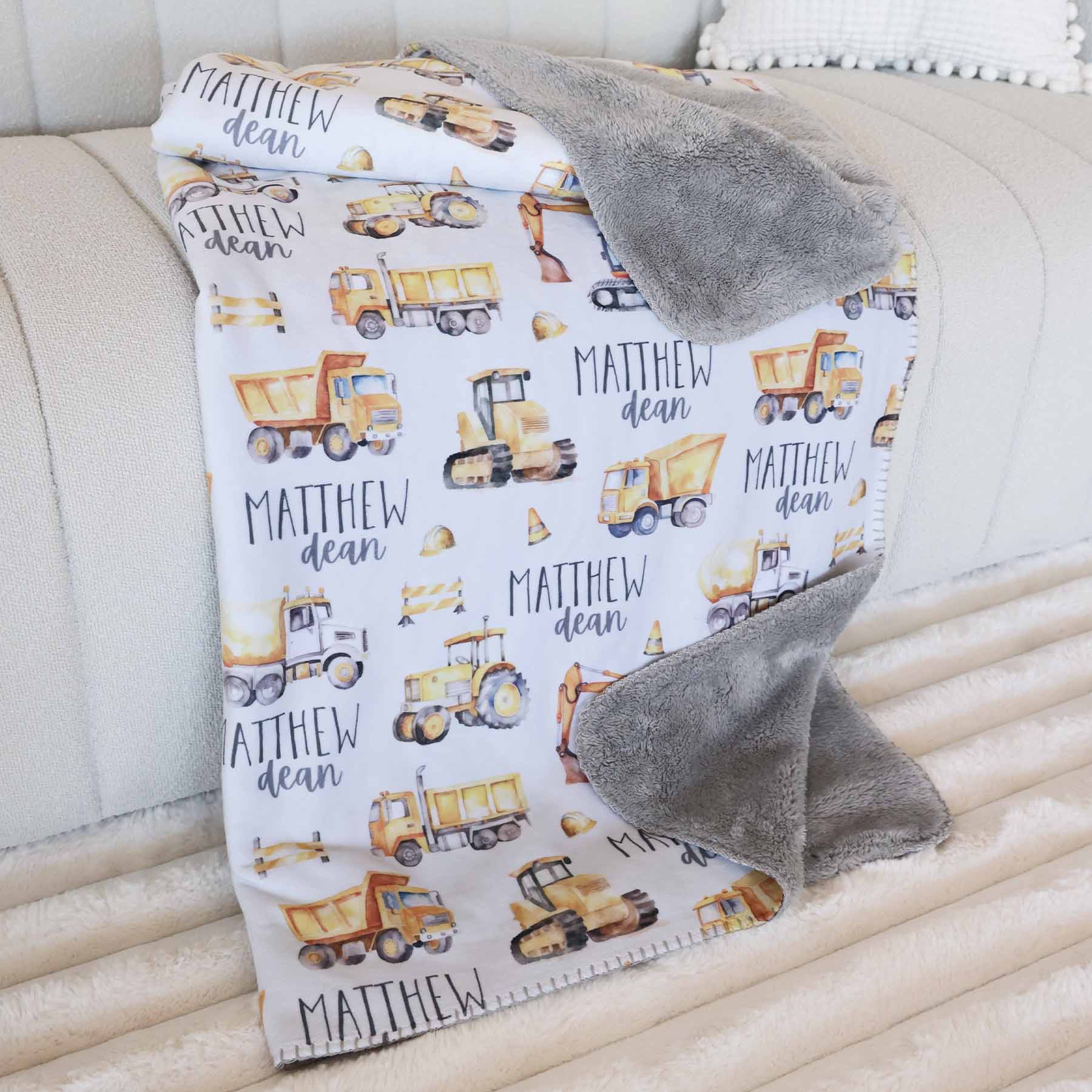 Personalized Sherpa Kids Blanket | Road Work - Image 2
