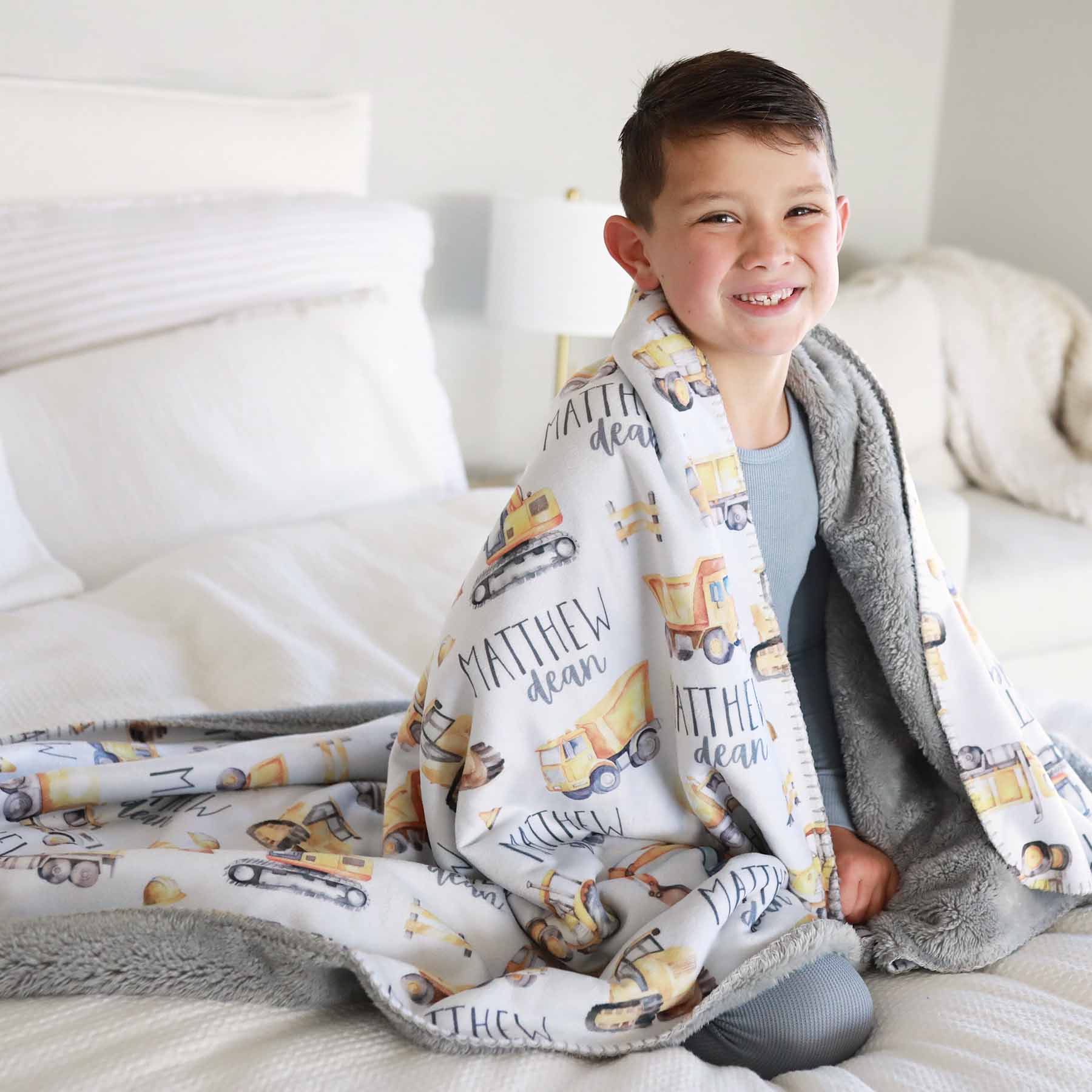 Personalized Sherpa Kids Blanket | Road Work - Image 3