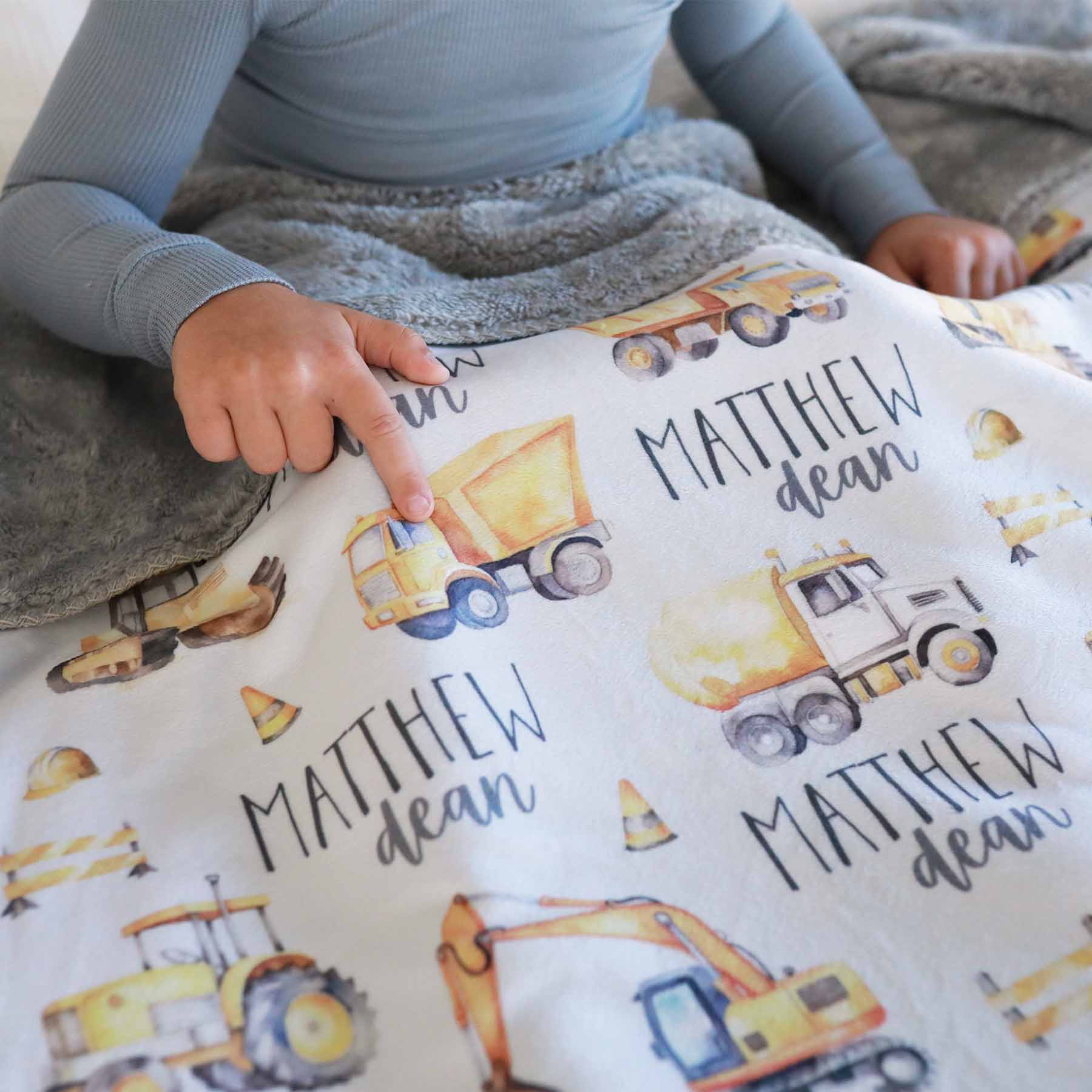 Personalized Sherpa Kids Blanket | Road Work - Image 4