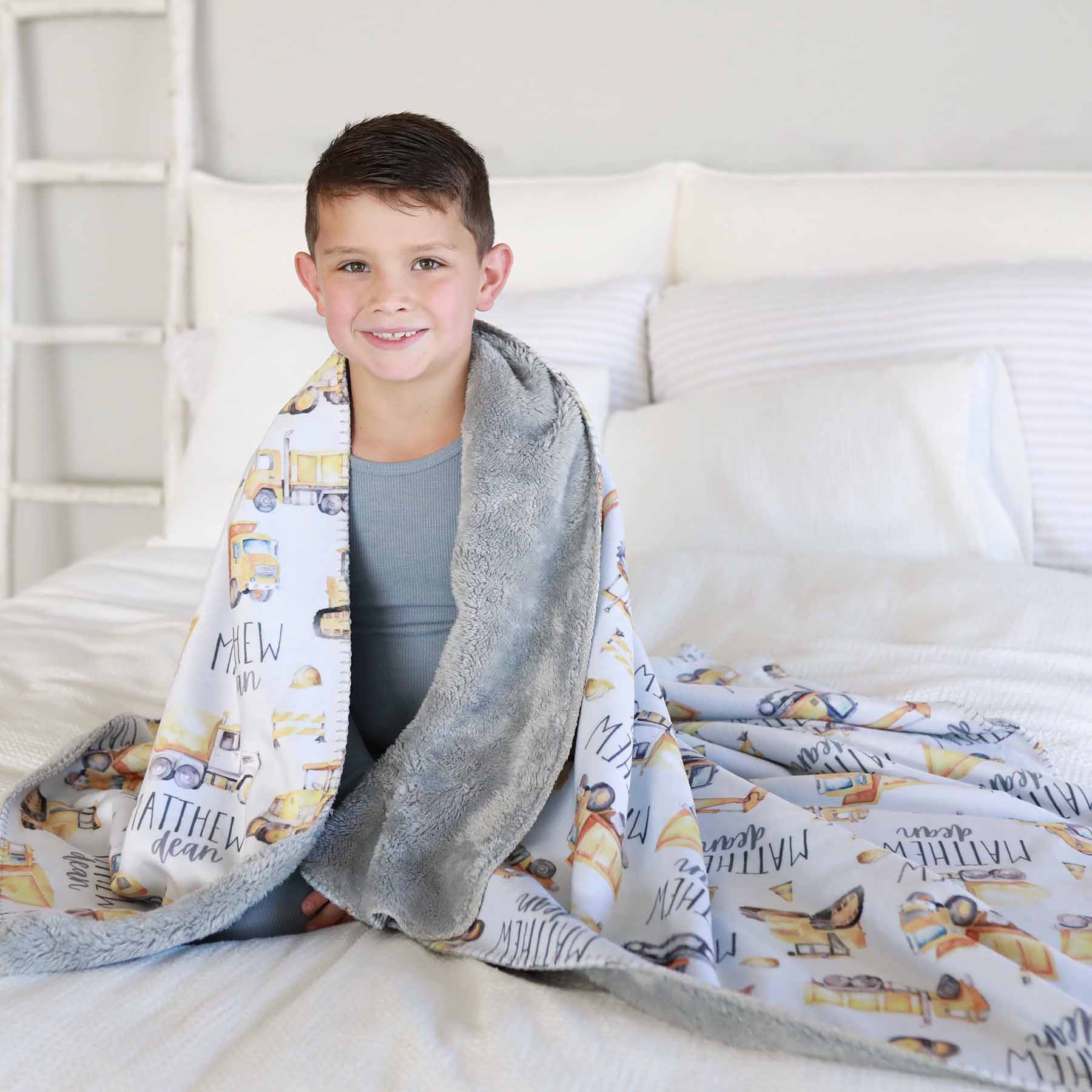 Personalized Sherpa Kids Blanket | Road Work - Image 5