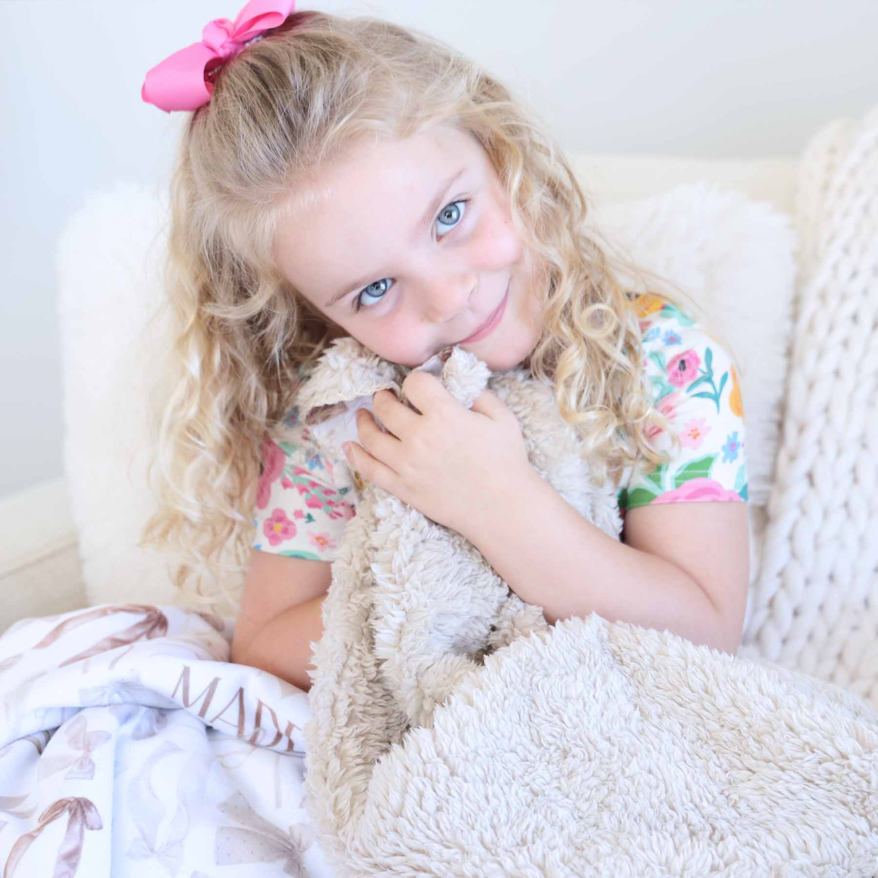 Personalized Sherpa Kids Blanket | Taupe Bow - Image 3