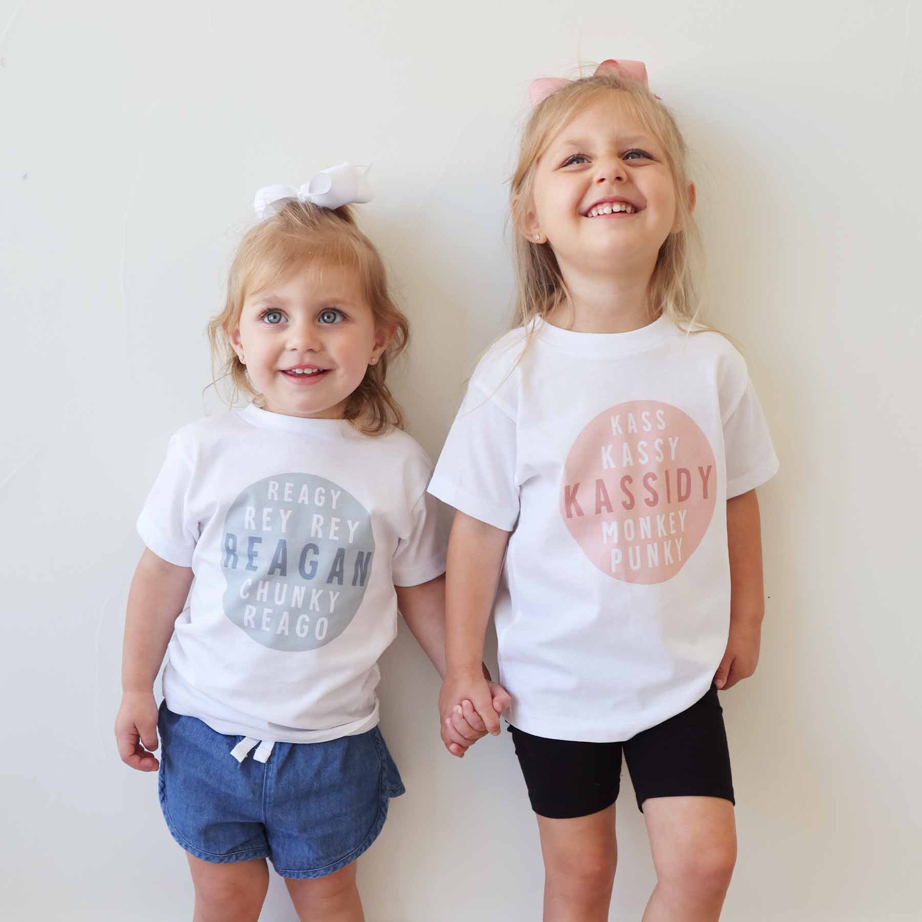 Personalized Green Nickname Circle Kids Graphic Tee | White - Image 2