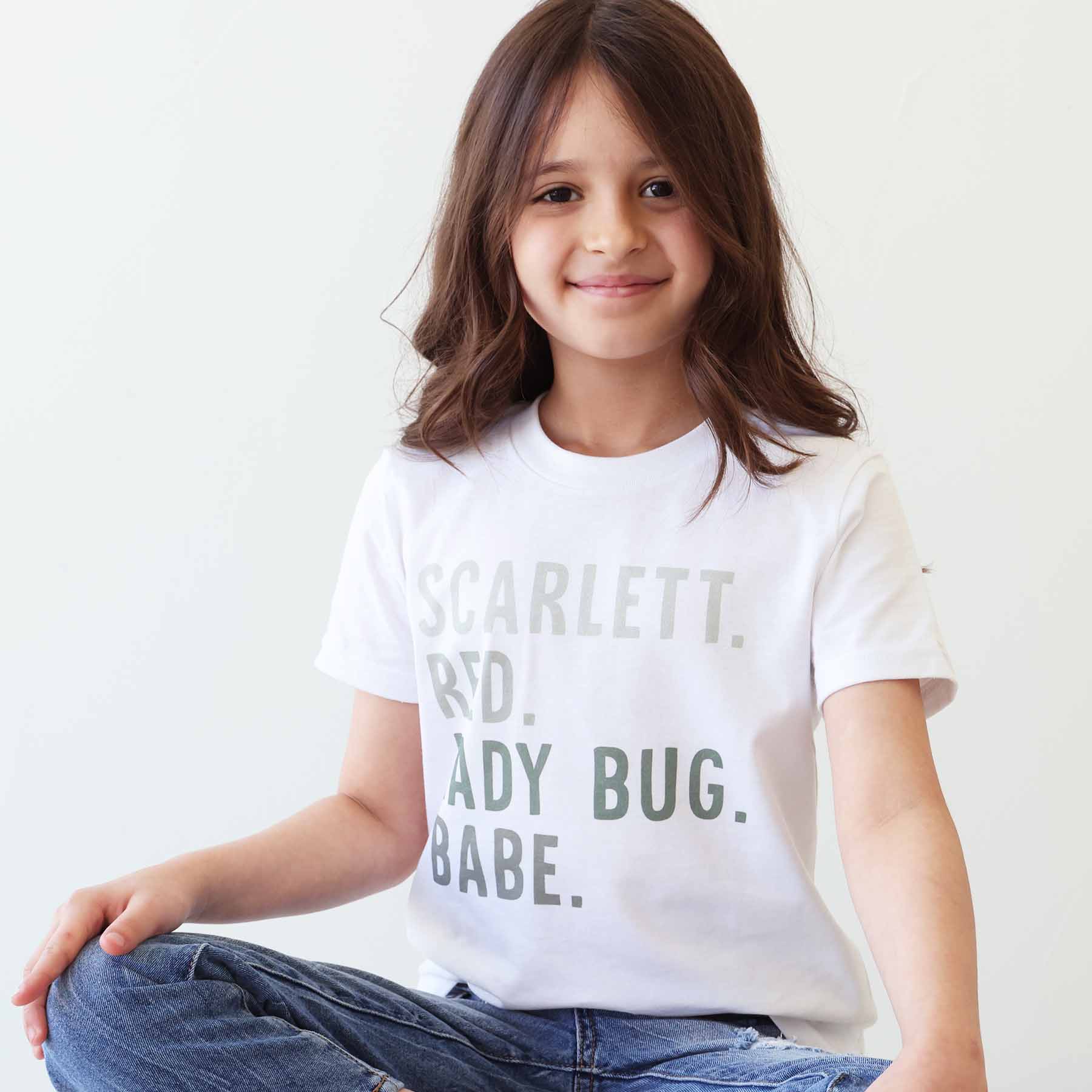 Personalized Green Nickname Color Block Kids Graphic Tee | White - Image 6