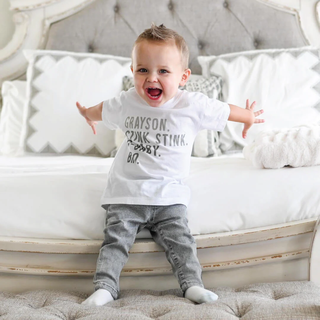 Personalized Green Nickname Color Block Kids Graphic Tee | White - Image 8