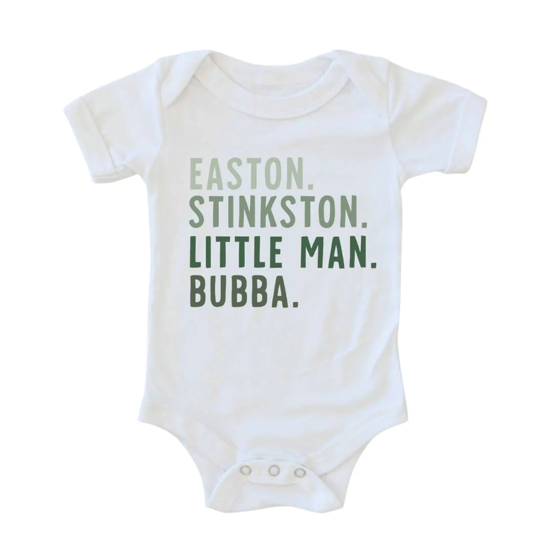 Personalized Green Nickname Graphic Bodysuit | White - Image 2