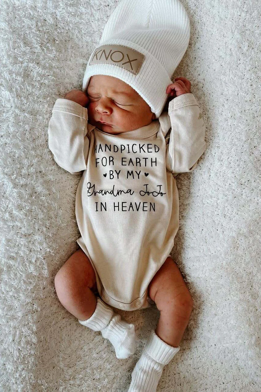 Personalized Handpicked Long Sleeve Graphic Bodysuit | Natural - Image 4