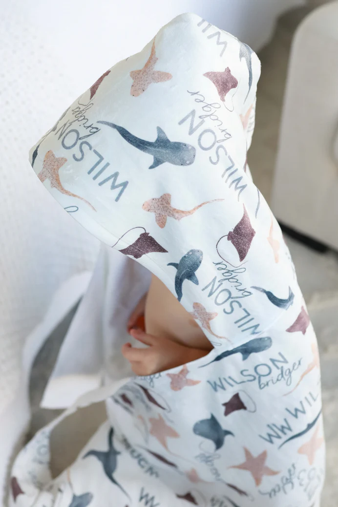 Personalized Hooded Towel | Fin Friends - Image 2