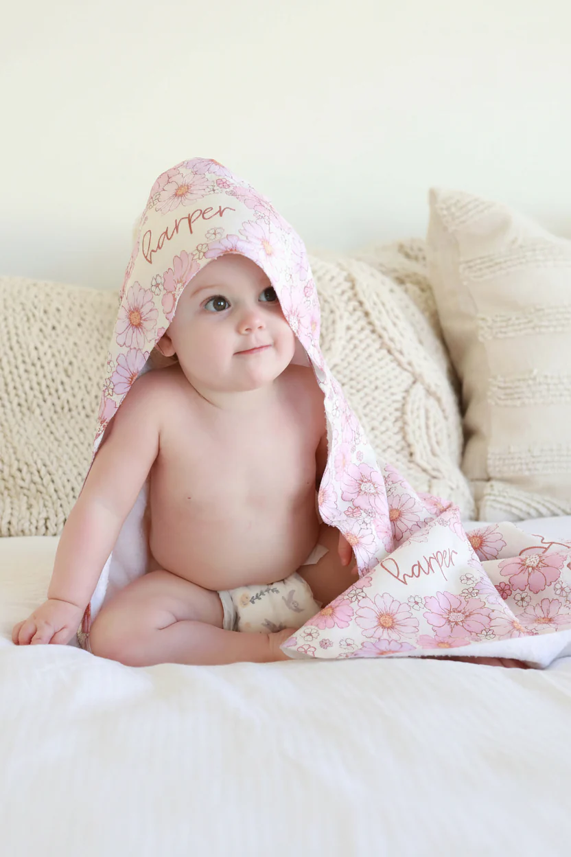 Personalized Hooded Towel | Purple Petunias - Image 3