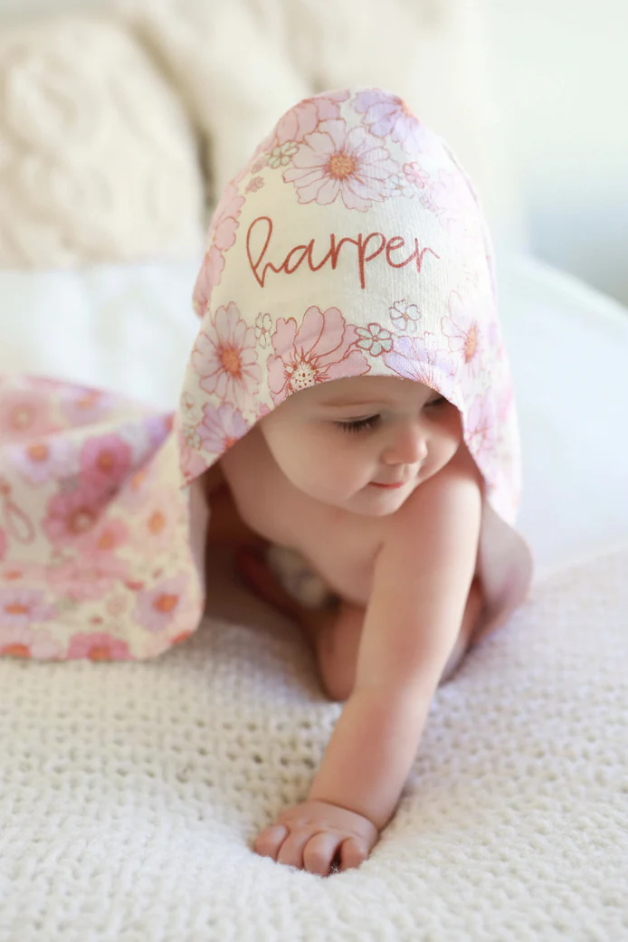 Personalized Hooded Towel | Purple Petunias - Image 9