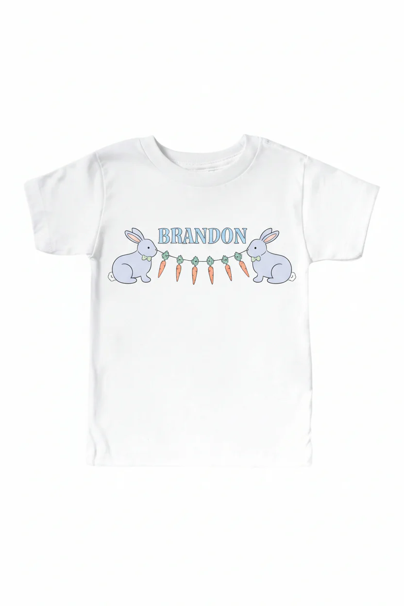 Personalized Hoppy Spring Blue Graphic Bodysuit & Kids Tee | White - Image 3
