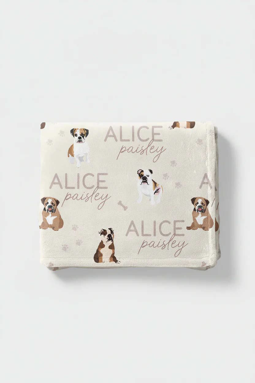 Personalized Kids Blanket | English Bulldog