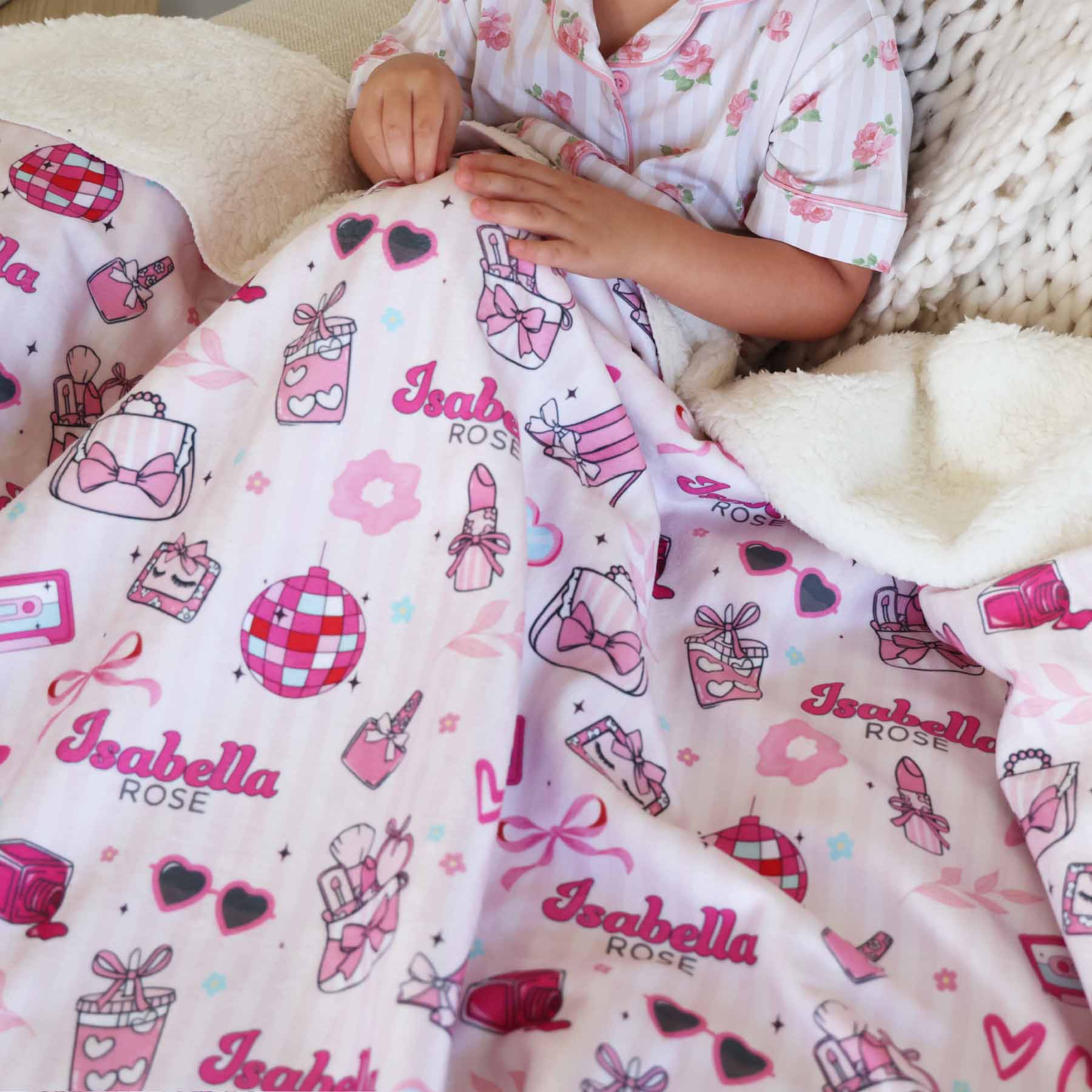 Personalized Sherpa Kids Blanket | Glamour Girl - Image 3