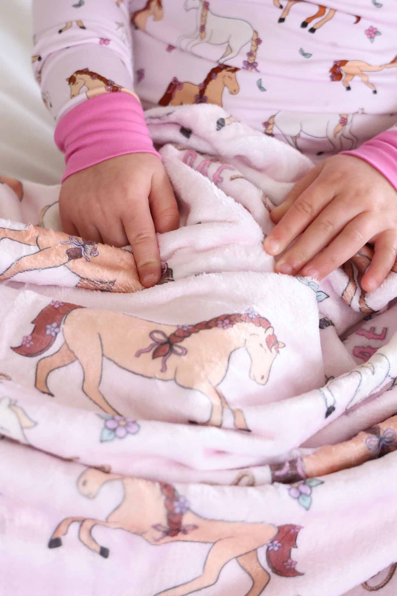 Personalized Kids Blanket | Pony Club Pink - Image 3
