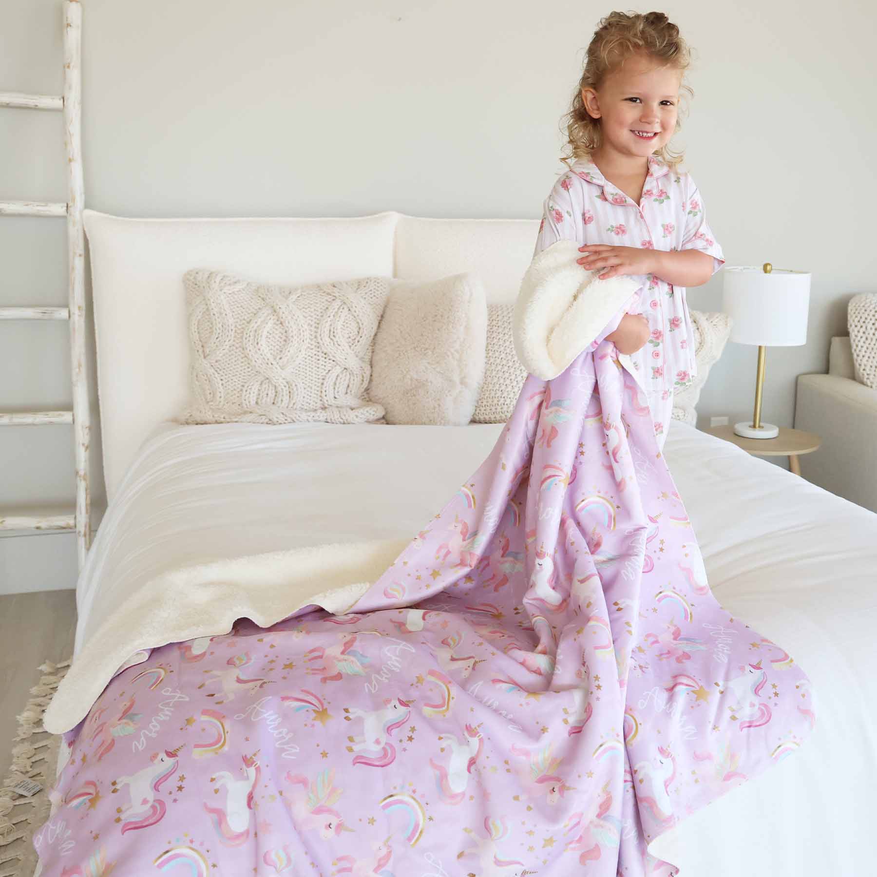 Personalized Sherpa Kids Blanket | Rainbow Magic - Image 3