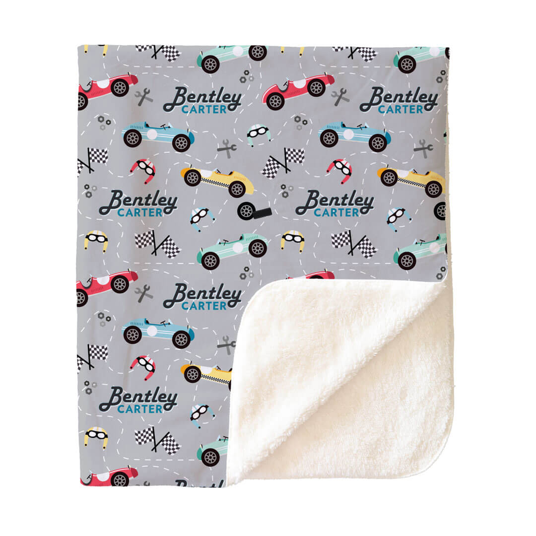 Personalized Sherpa Kids Blanket | Vroom Vroom - Image 2