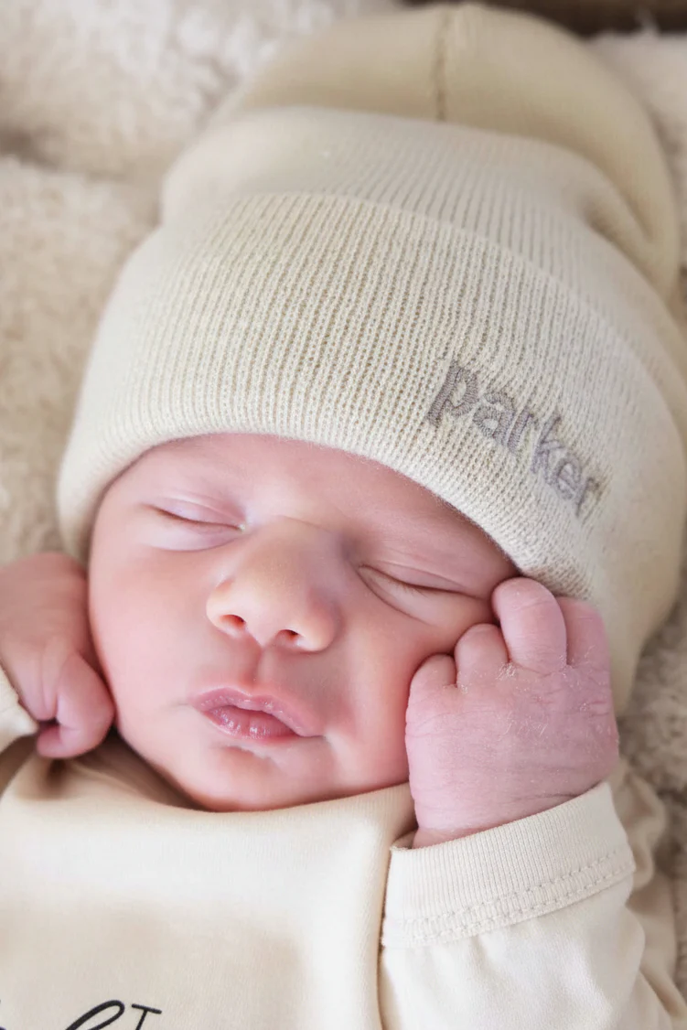 Embroidered Knit Baby Beanie - Image 3