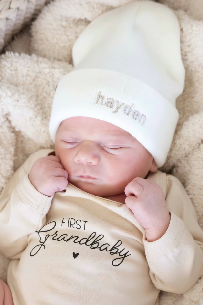 Embroidered Knit Baby Beanie - Image 7