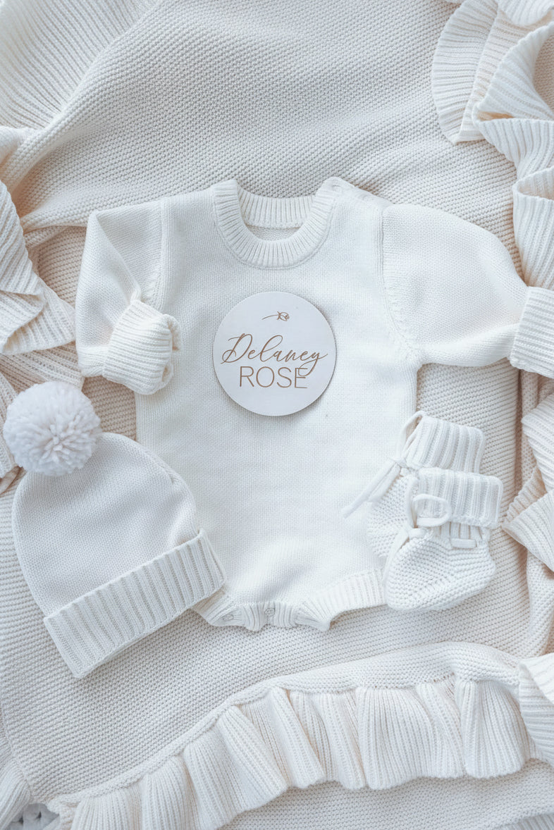Personalized Printed Knit Sweater Bubble | Ivory