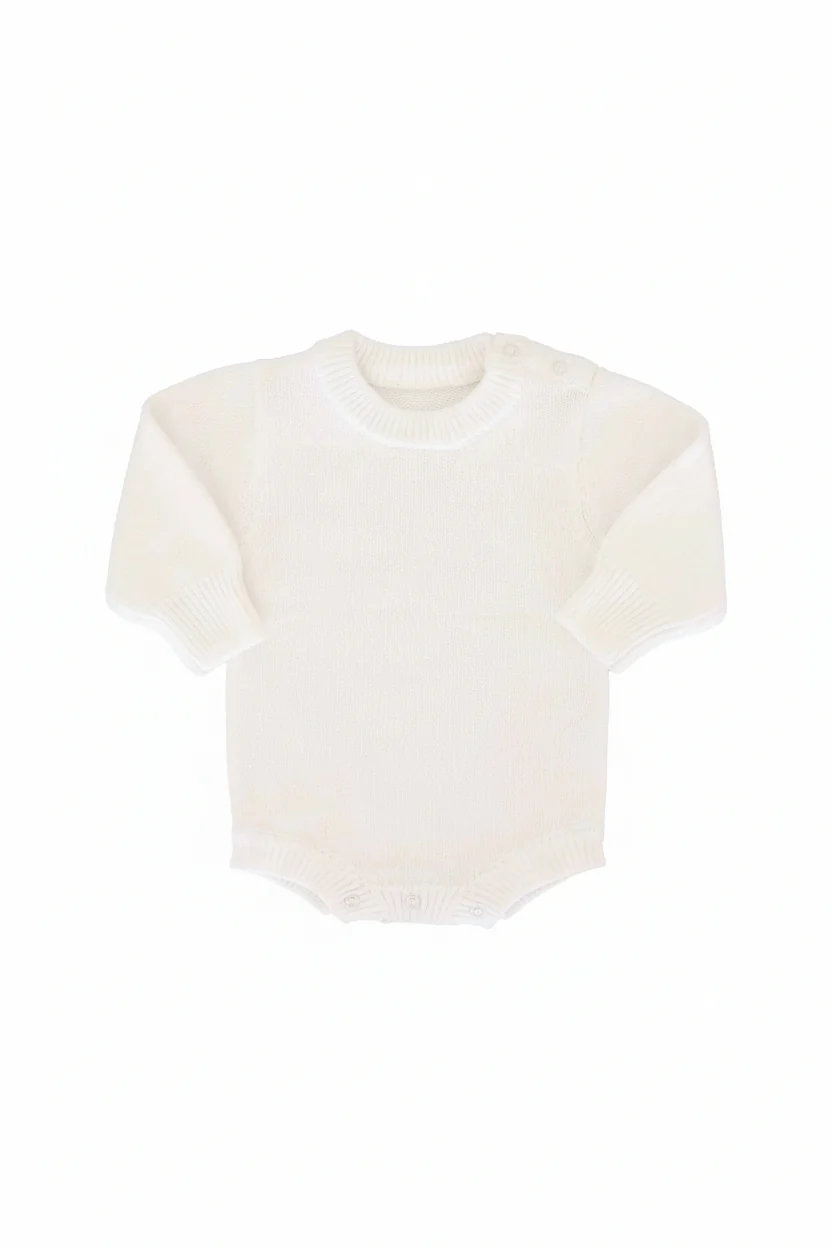 Embroidered Knit Sweater Bubble Romper | Snow - Image 6