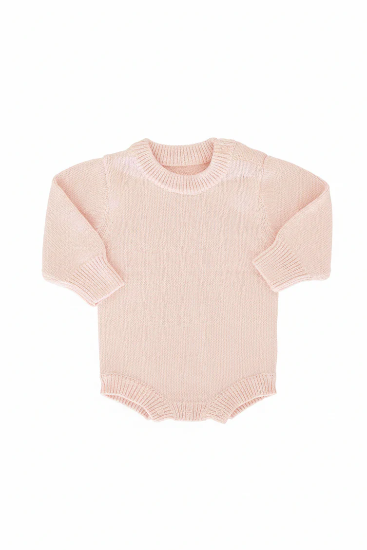 Embroidered Knit Sweater Bubble Romper | Tea Rose - Image 11
