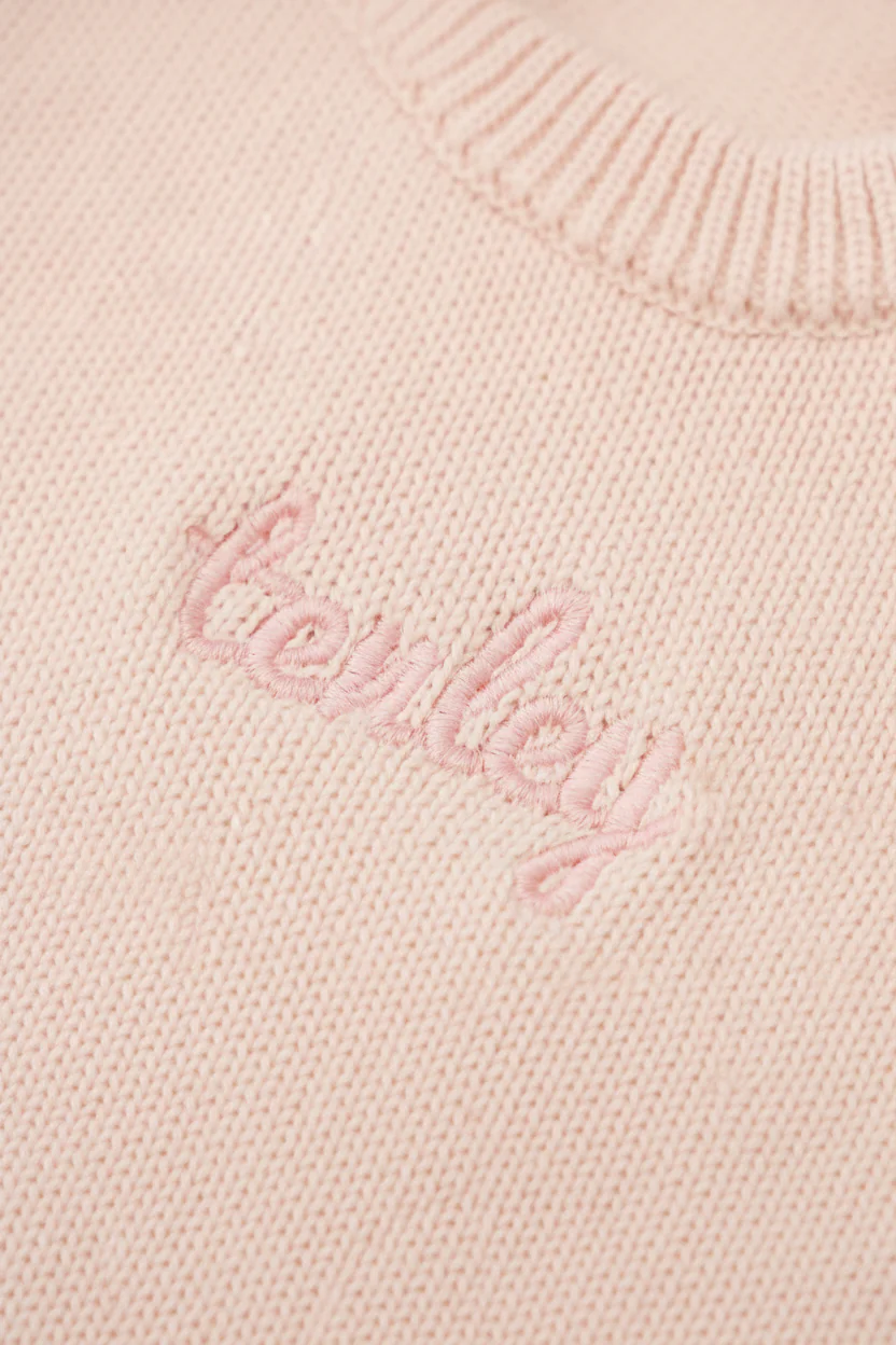 Embroidered Knit Sweater Bubble Romper | Tea Rose - Image 6