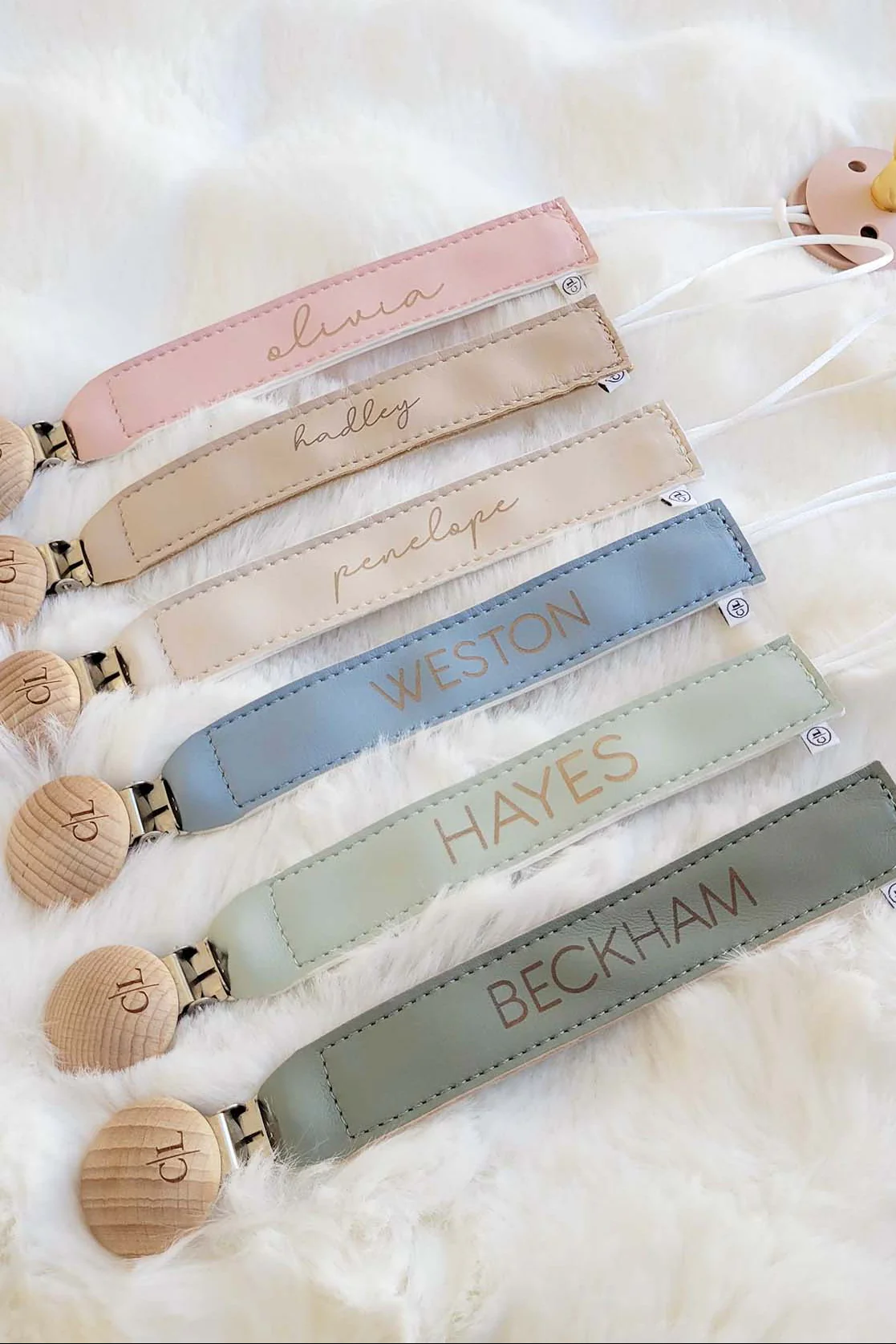 Personalized Leather Pacifier Clip | All Colors - Image 7
