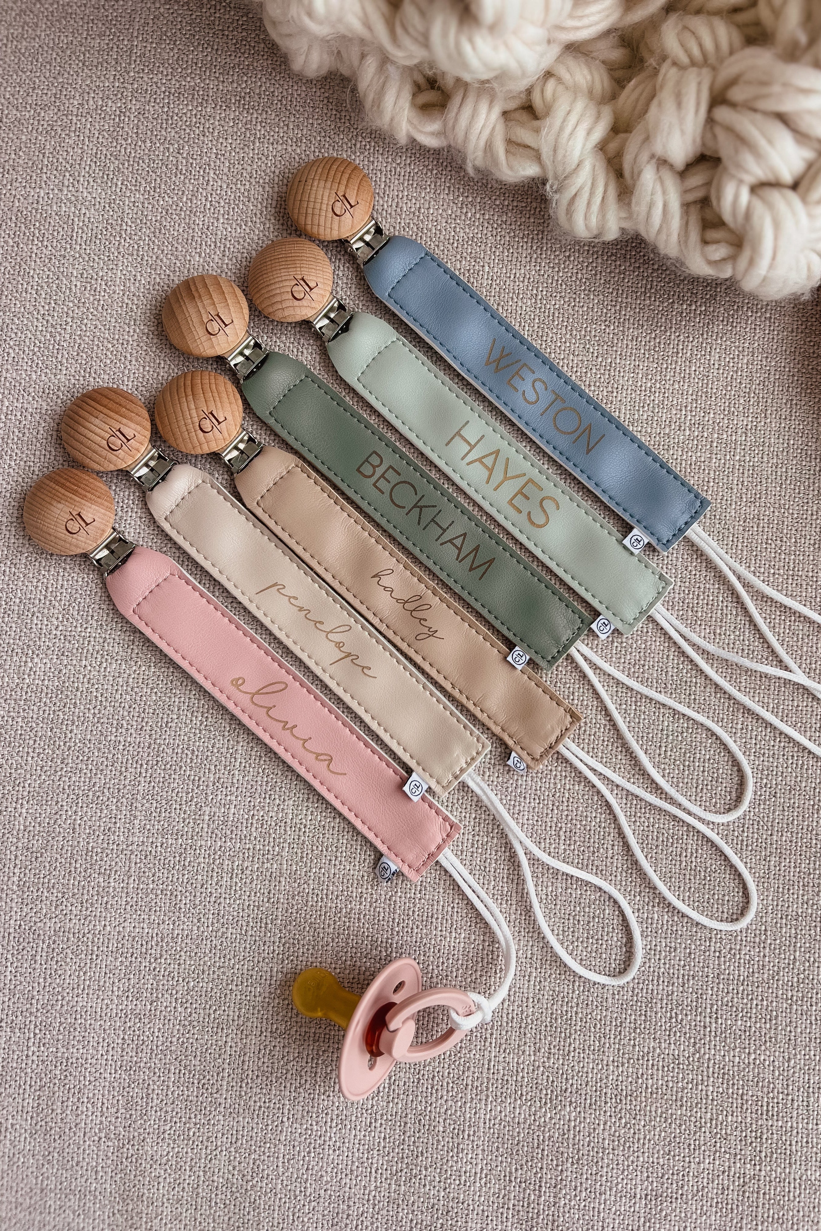 Personalized Leather Pacifier Clip | All Colors - Image 9